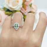 Art Deco Pear Teardrop Halo Ring 