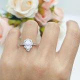 Art Deco Pear Teardrop Halo Ring 