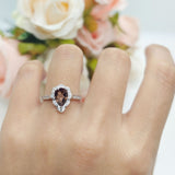 Art Deco Pear Teardrop Halo Ring 