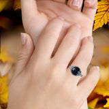 Oxidized Star & Moon Ring