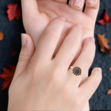 Oxidized Beaded Flower Oxidized Ring