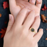 Oxidized Beaded Flower Oxidized Ring