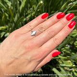 Art Deco Marquoise Oxidized Lab Created White Opal  Vintage Style Ring 925 Sterling Silver