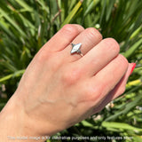 Art Deco Marquoise Oxidized Lab Created White Opal  Vintage Style Ring 925 Sterling Silver