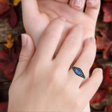 Petite Dainty Vintage Style Oval Thumb Ring Statement Fashion Oxidized Solid 925 Sterling Silver