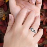 Petite Dainty Vintage Style Oval Thumb Ring Statement Fashion Oxidized Solid 925 Sterling Silver