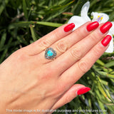 Oxidized Heart Turquoise Filigree Ring