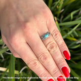 Oval 7mm Turquoise Oxidized Filigree Celtic Ring 925 Sterling Silver