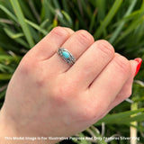 Oval 7mm Turquoise Oxidized Filigree Celtic Ring 925 Sterling Silver