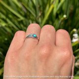 Vintage Style 6mm Turquoise Oxidized Feather Ring 925 Sterling Silver