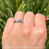 Oval Moonstone Feather Rings 5.4mm Oxidized Beaded 925 Sterling Silver