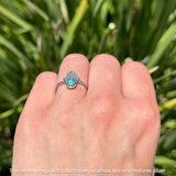 Hamsa Hand Ring 11.7mm Twisted Rope Turquoise Oxidized 925 Sterling Silver