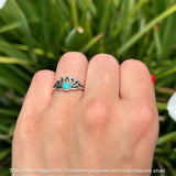 Round Blue Opal Lotus Ring