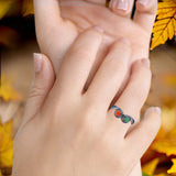 Oxidized Turquoise & Red Coral Ring