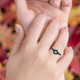 Beaded Halo Chevron Ring