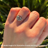 Two Sunflower Smiley O Shaped Oxidized Ring