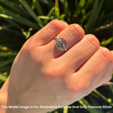 Two Sunflower Smiley O Shaped Oxidized Ring