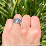 Oxidized Feather Ring Adjustable Band