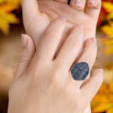  Oxidized Textured Cocktail Ring