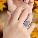  Oxidized Textured Cocktail Ring