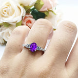 Three Stone Oval Natural Stone Trellis Ring