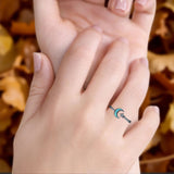Oxidized Star & Moon Ring