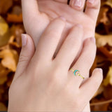 Oxidized Star & Moon Ring