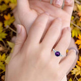 Vintage Style Round Natural Stone Flower Ring