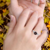 Vintage Style Round Natural Stone Flower Ring