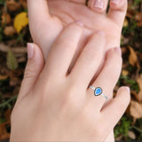 Oxidized Pear Teardrop Solitaire Ring
