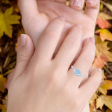 Art Deco Oval Natural Stone Three Stone Ring