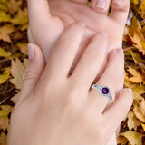 Art Deco Round Natural Stone Halo Ring