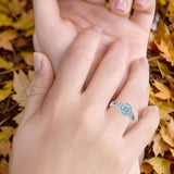 Art Deco Round Natural Stone Halo Ring