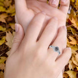 Art Deco Round Natural Stone Halo Ring