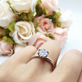 Floral Round Natural Stone Solitaire Ring