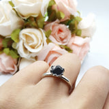 Floral Round Natural Stone Solitaire Ring