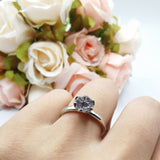 Floral Round Natural Stone Solitaire Ring