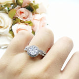 Two Piece Round Natural Stone Flower Ring