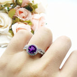 Two Piece Round Natural Stone Flower Ring