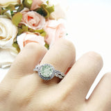 Two Piece Round Natural Stone Flower Ring