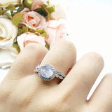 Two Piece Round Natural Stone Flower Ring
