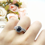 Two Piece Round Natural Stone Flower Ring