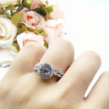 Two Piece Round Natural Stone Flower Ring