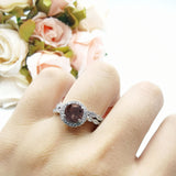 Two Piece Round Natural Stone Flower Ring