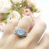 Three Piece Round Natural Stone Flower Ring