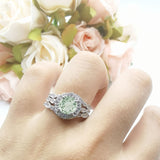 Three Piece Round Natural Stone Flower Ring
