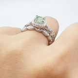 Three Piece Round Natural Stone Bridal Ring