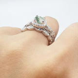 Three Piece Round Natural Stone Bridal Ring