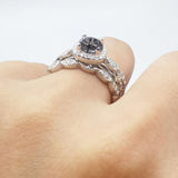 Three Piece Round Natural Stone Bridal Ring