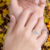 Two Piece Round Natural Stone Bridal Ring